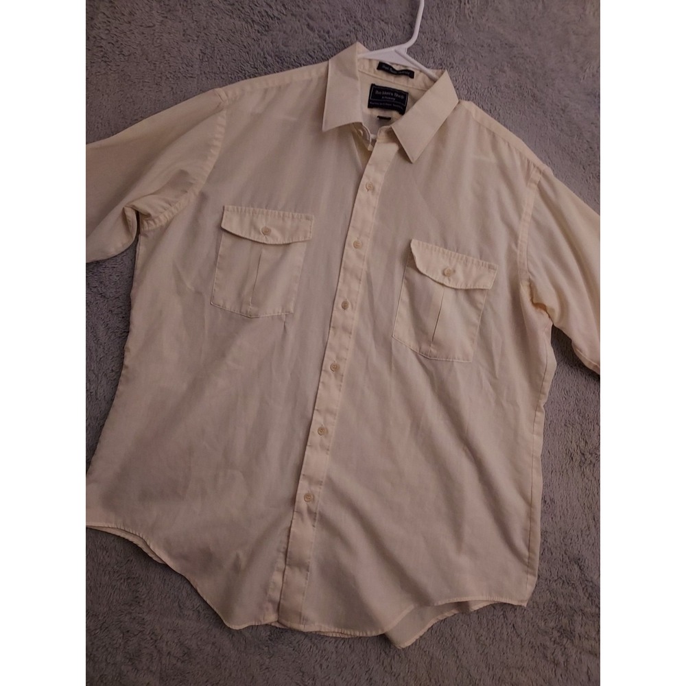 Vintage JC Penney Shirt Mens Large Lightweight Pockets Yellow 70s SPOTS L